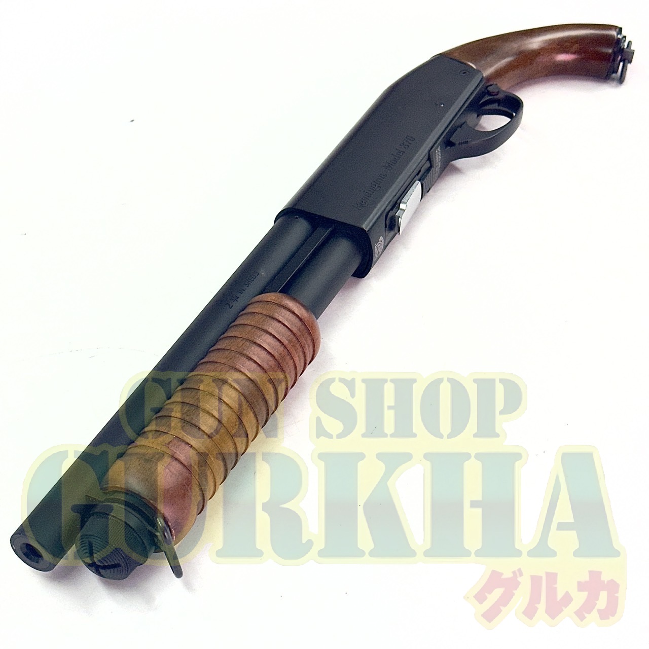 S&T M870 ソードオフ 木製銃床 レリーフ刻印 BK エアコキ