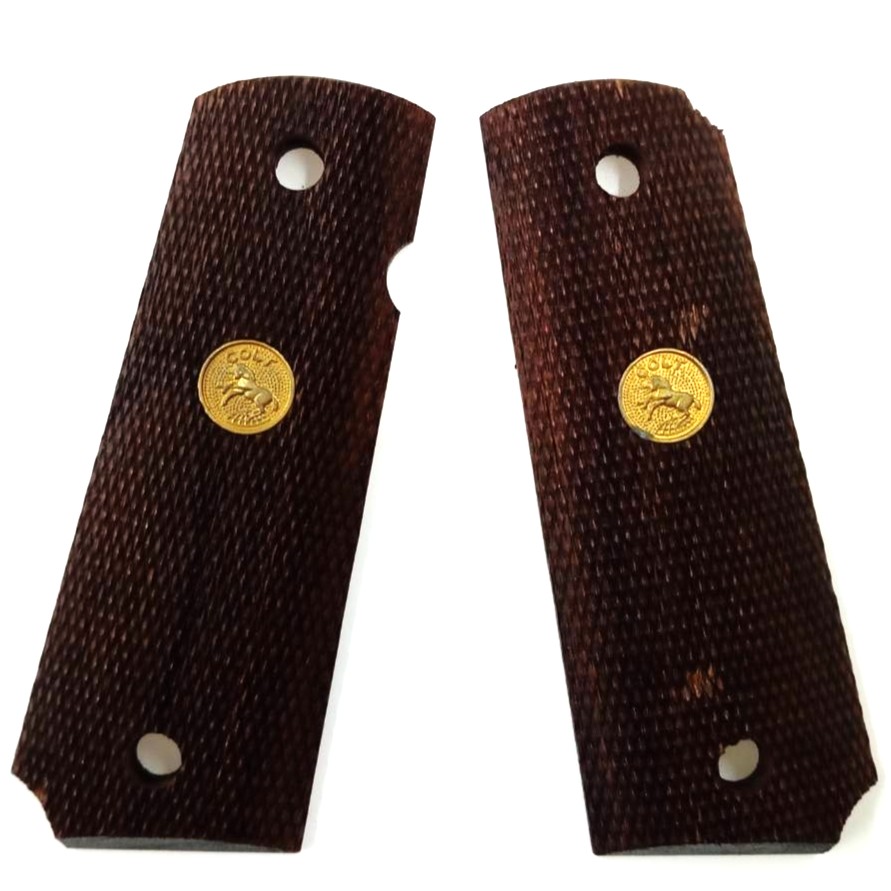 CAW 1911用 フルチェッカー メダリオン ウェイト付 木製グリップ